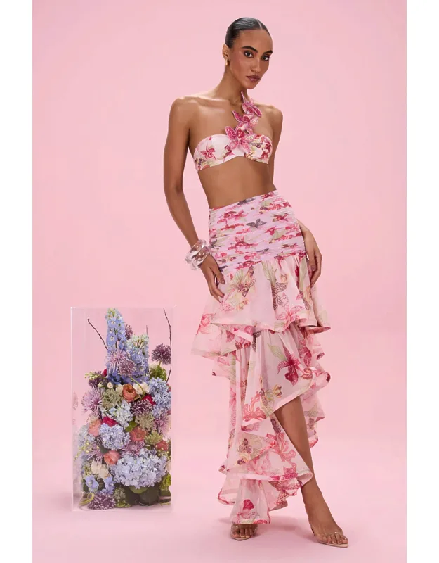 Orchid Bloom Chiffon Maxi Skirt