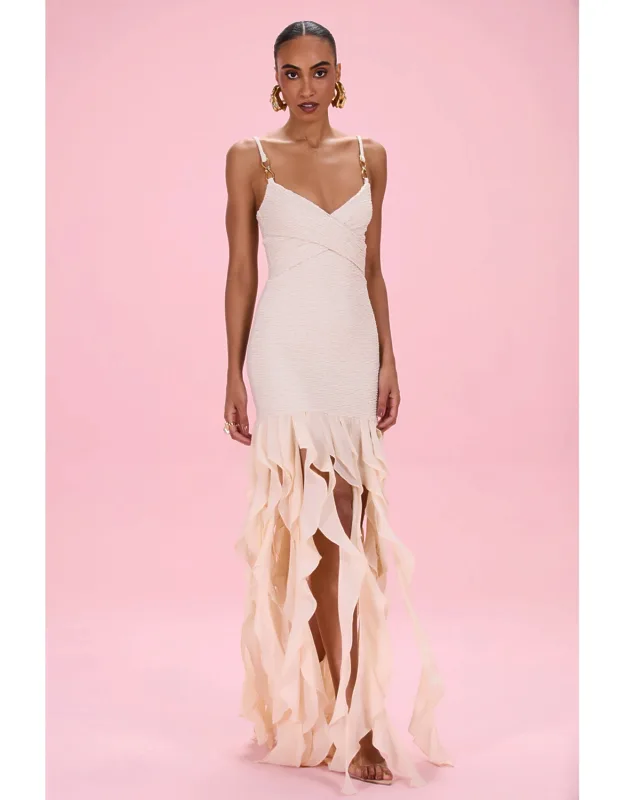 Knit Chiffon Maxi Dress