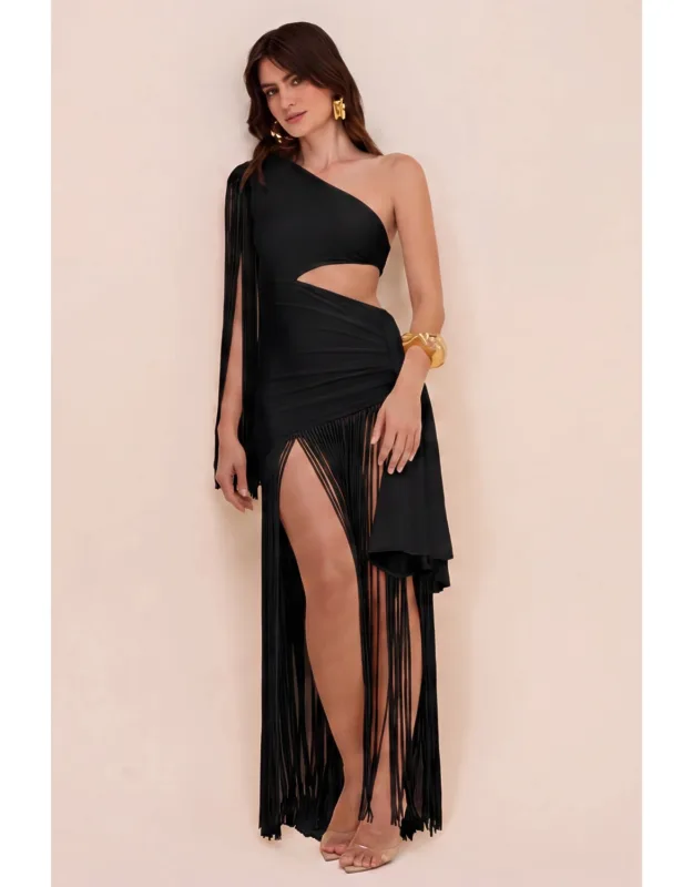 Lyria Jersey Fringe Cut Out Dress