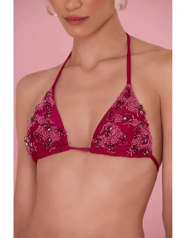 Petal Sheen Beaded Bikini Top