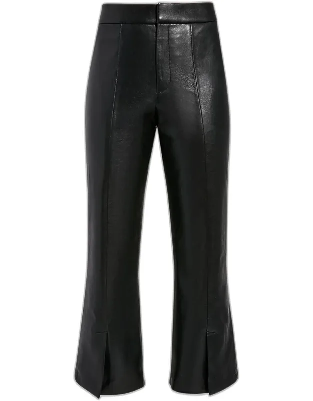 Recycled Leather Cropped Flare Pants