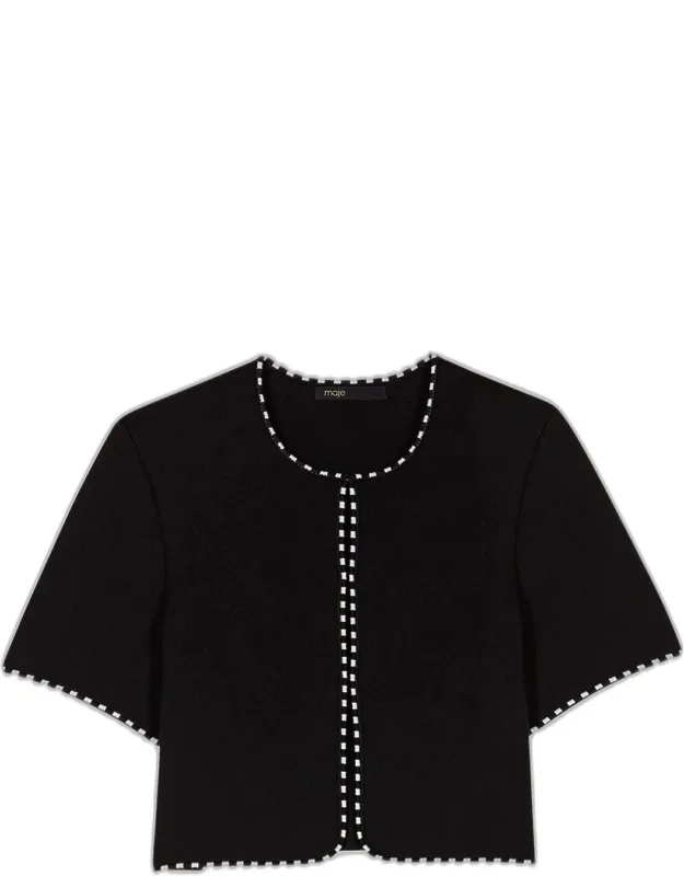 Stretch Knit Cropped Cardigan