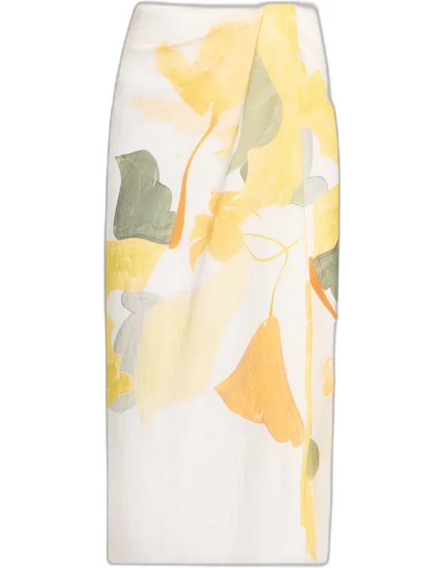 Painted Satin-viscose Midi Skirt