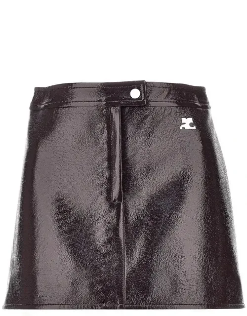 Vinyl Effect Coated Mini Skirt