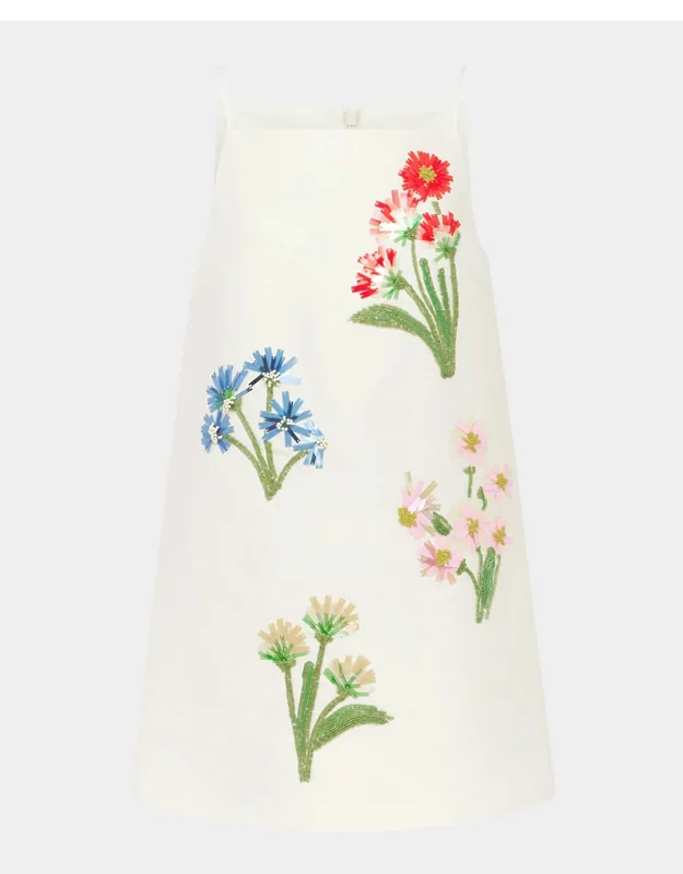 Wildflower Embroidered Silk-wool Mini Dress