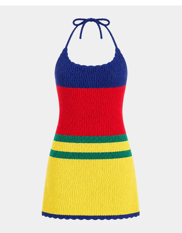 Striped Crochet Mini Dress