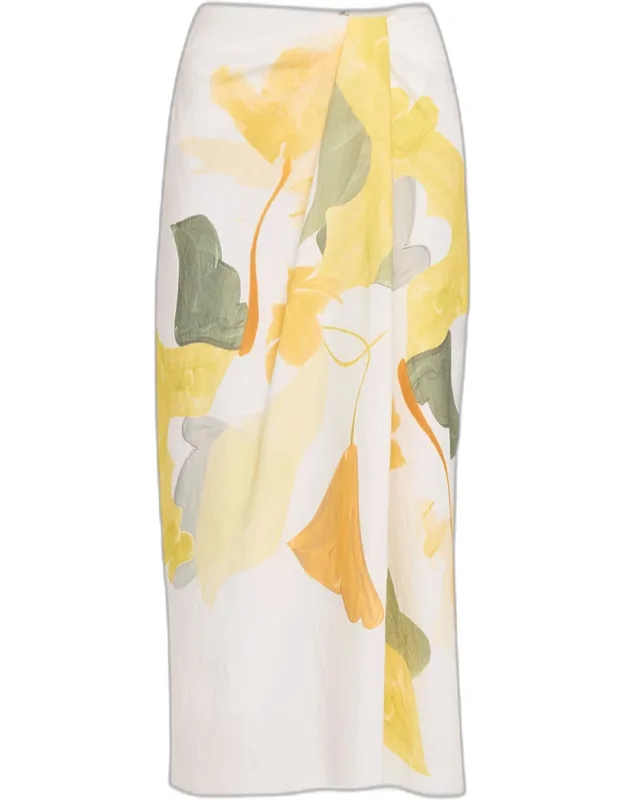 Painted Satin-viscose Midi Skirt