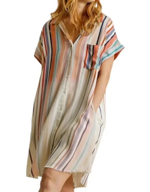 Bleached Striped Mini Dress