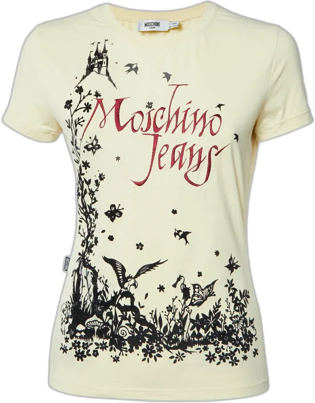 Jeans With Logo Embroidery And Flock Print Jersey T-shirt