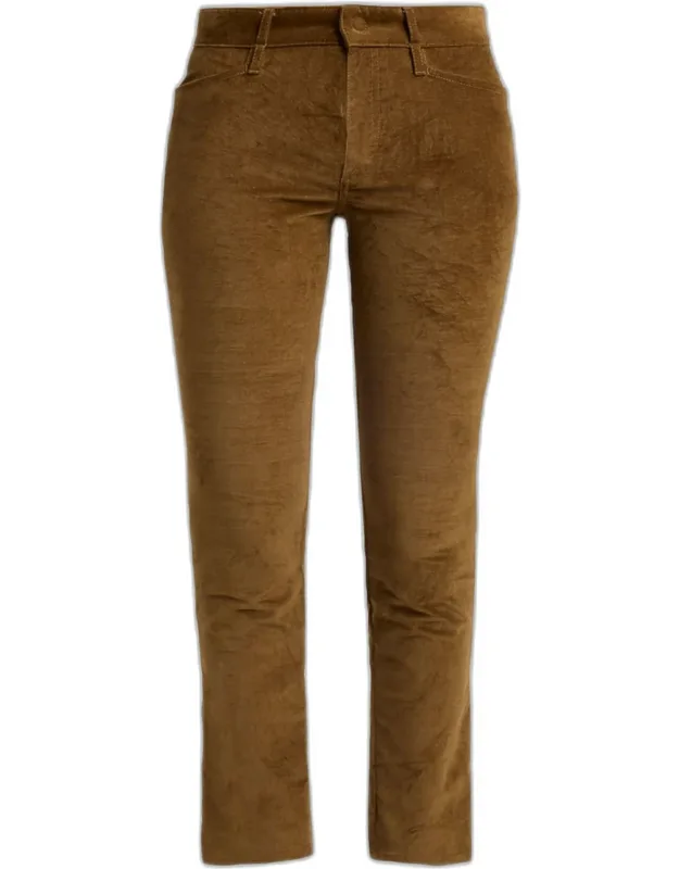 Velvet Slim-leg Ankle Trousers