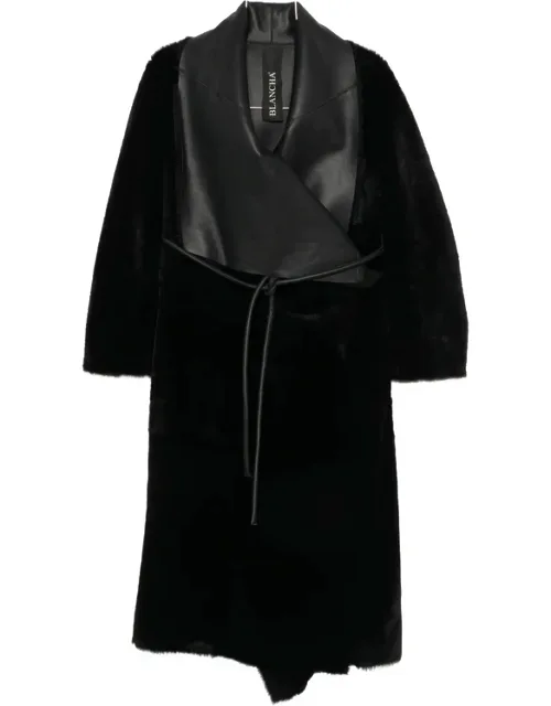 Leather-panelled Shearling Coat