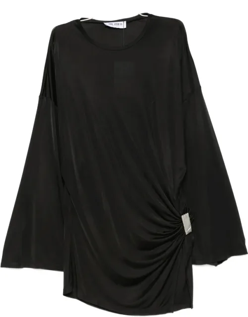 Gathered-detail Side-slit Mini Dress