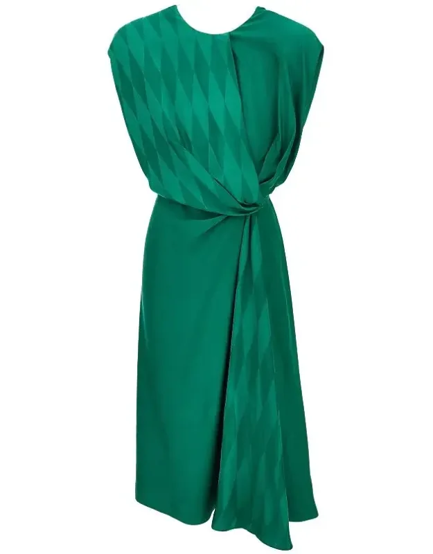 Diamond Motif Silk-blend Midi Dress