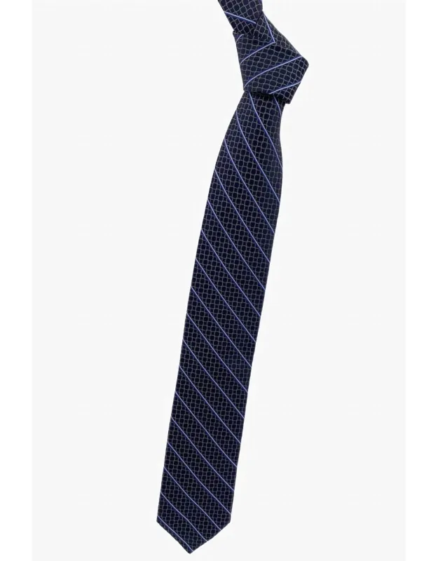 Stripe Woven Silk Tie In Geometric Pattern