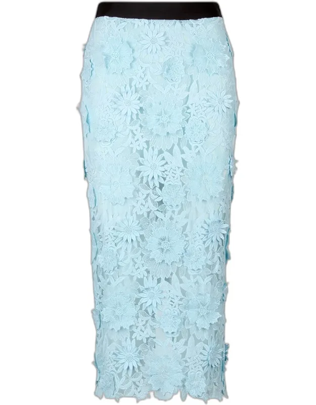 Floral Applique Pencil Skirt