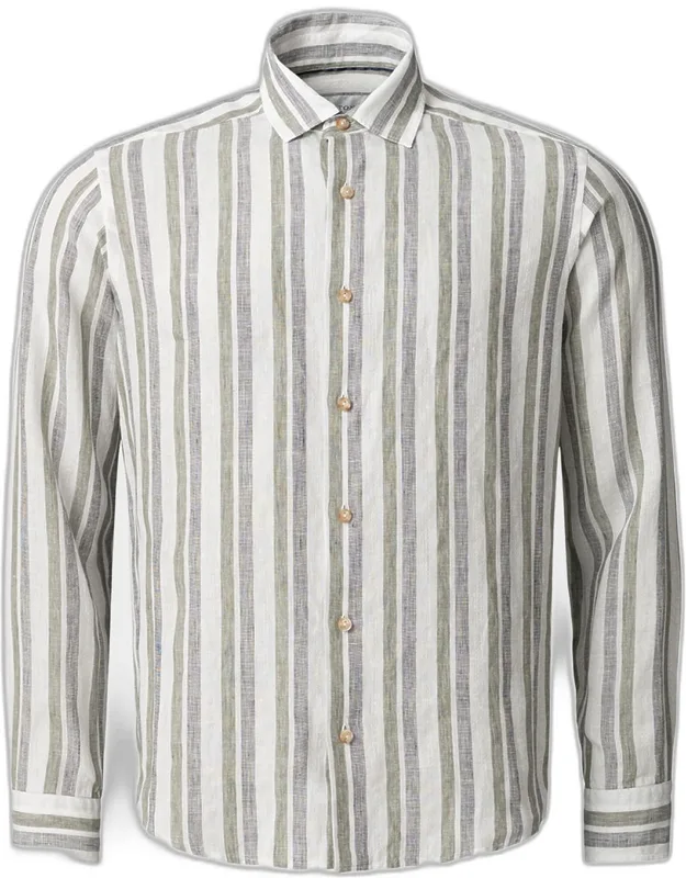Double-stripe Linen Button-down Shirt