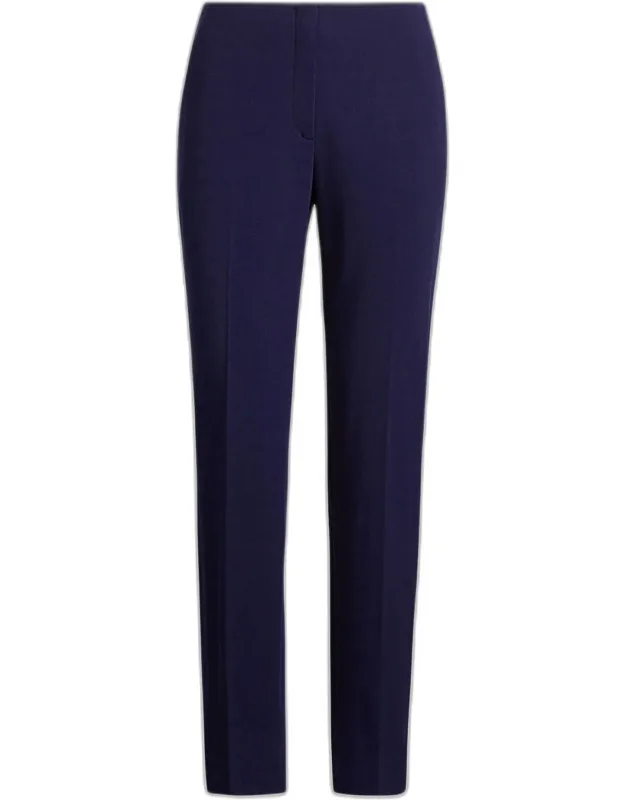 Wool Crepe Slim-leg Ankle Pants