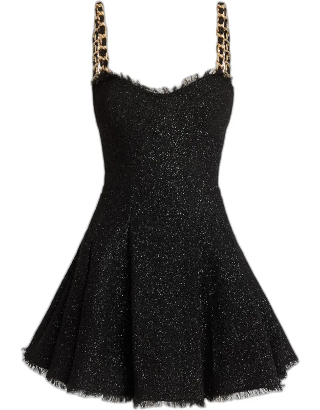Tweed Chain Strap Mini Dress