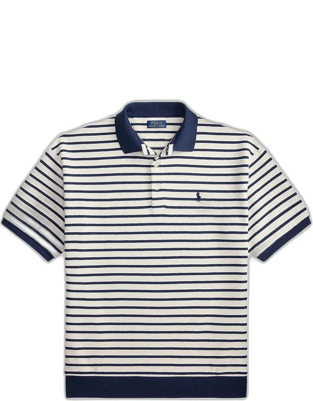 Relaxed Fit Stripe Textured Polo Shirt