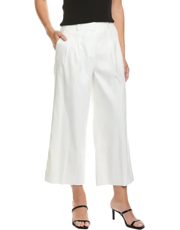 Linen Blend Cropped Wide Leg Pants