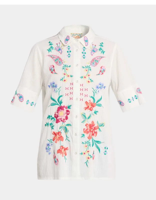 Floral-embroidered Cotton Shirt