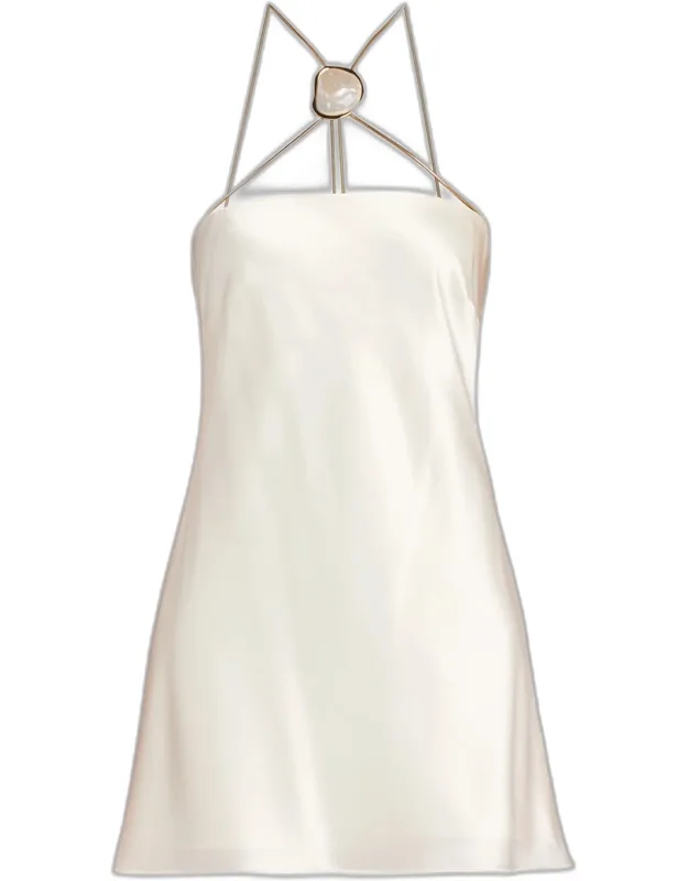 Ebba Gemstone Halter Mini Dress