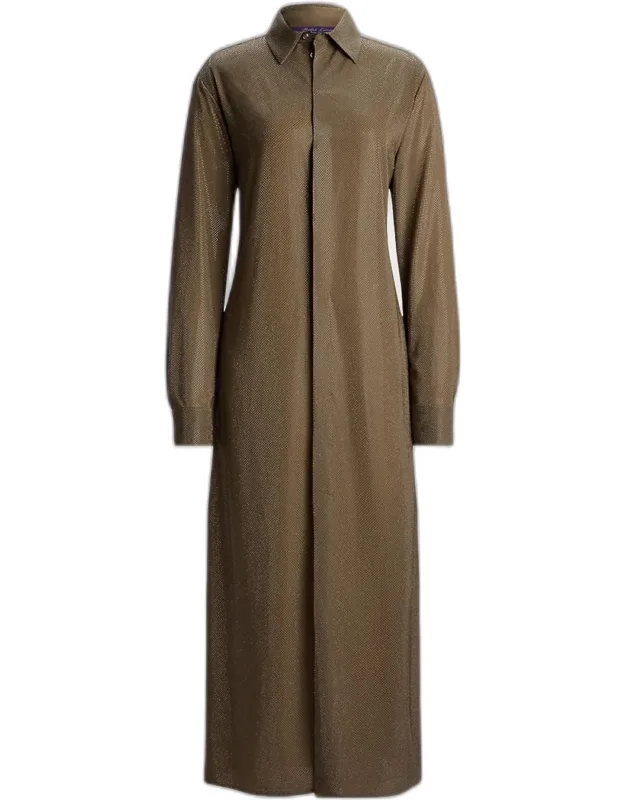 Embellished Double Silk Georgette Midi Shirtdress