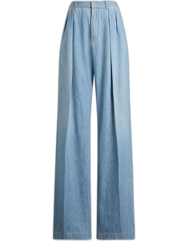 Cotton Denim Relaxed Trousers