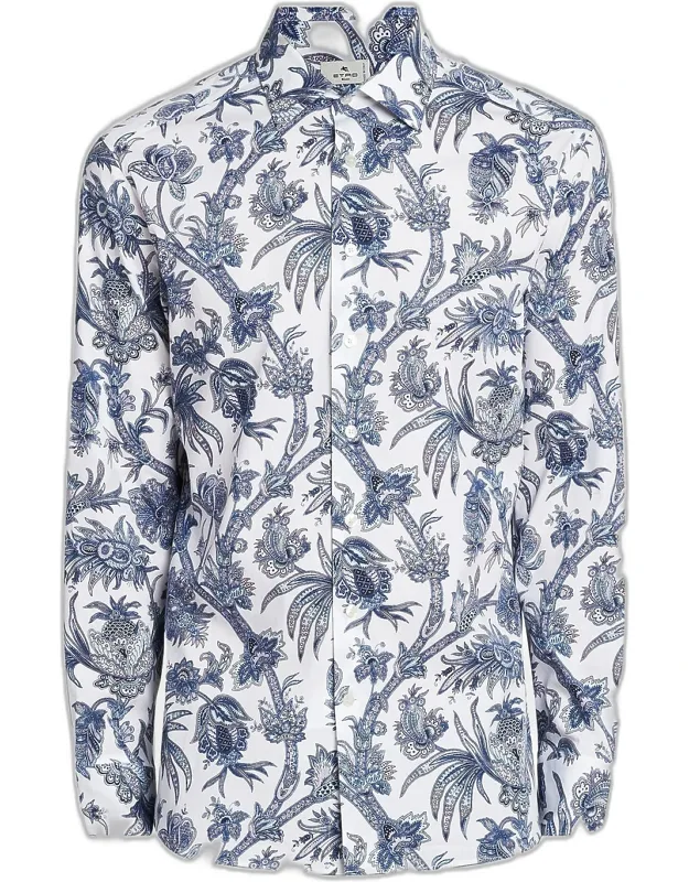 Floral Paisley Stretch Cotton Sport Shirt