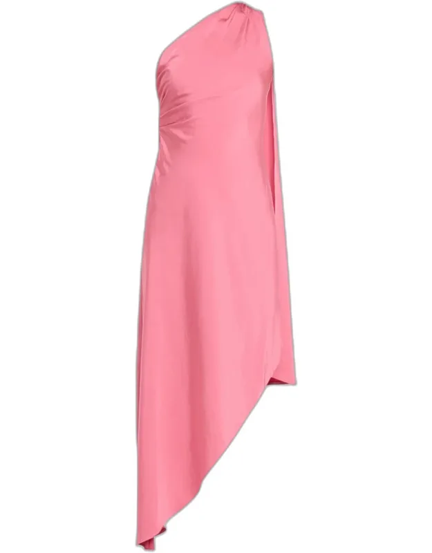 Satin One-shoulder Midi Dress