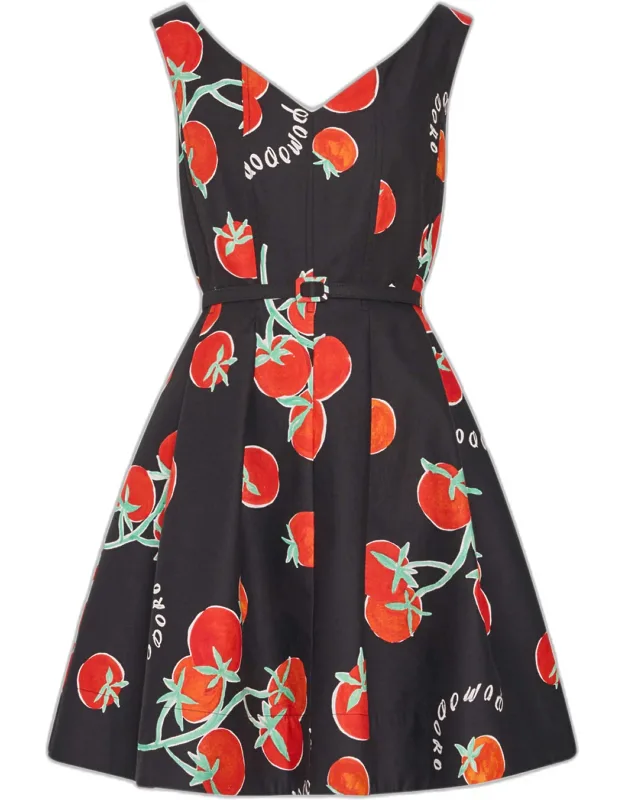 Tomato-print Fit-&-flare Mini Dress