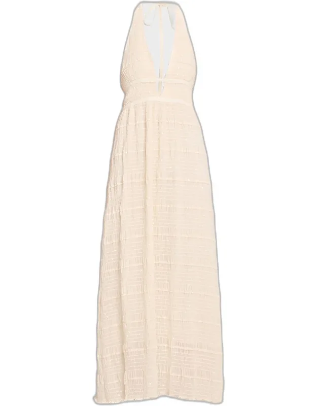 Embellished Smocked Maxi Dress