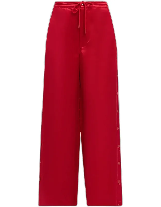 Wide-leg Snap Silk Pants
