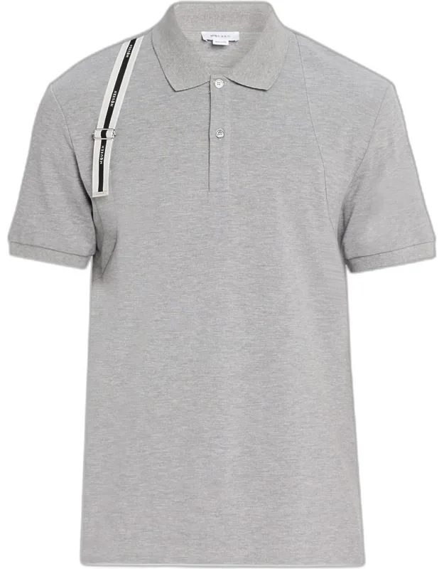 Shoulder-strap Pique Short-sleeve Polo Shirt