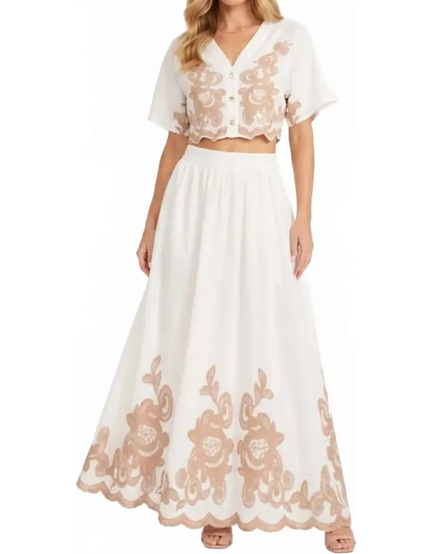 Embroidered Two-piece Maxi Skirt Set