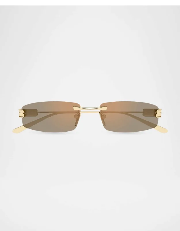 Metal And Nylon Rimless Rectangle Sunglasses