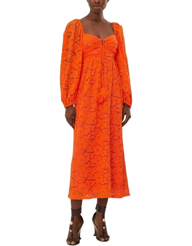 Lace Long Sleeve Midi Dress