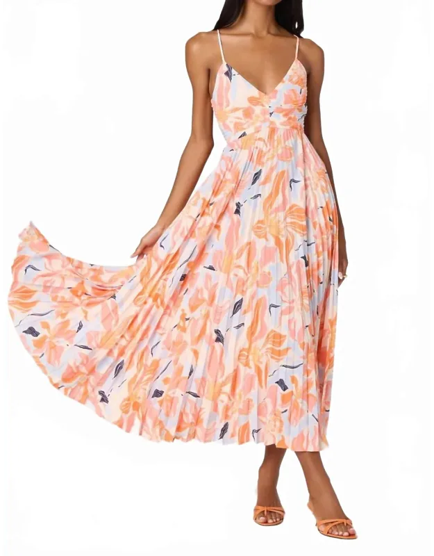 Floral Plisse Midi Dress