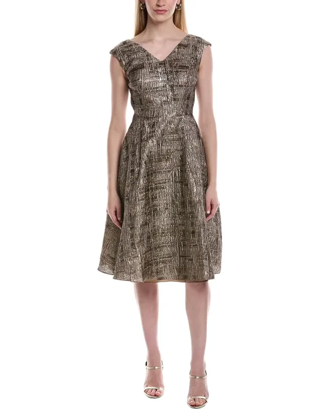 V-neck Cap Sleeve A-line Cocktail Dress