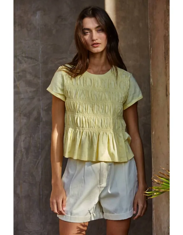 Smocked Short Sleeve Top