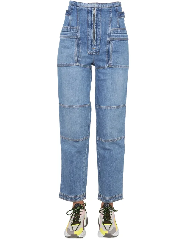 Jeans In Denim With Button And Zipper Closure
