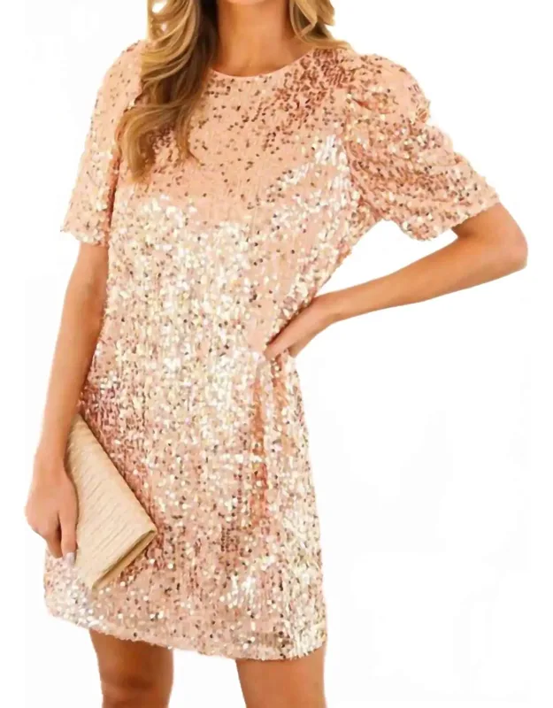 Puff Sleeve Sequin Dress