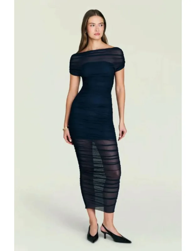 Noel Off Shoulder Mesh Midi Dress
