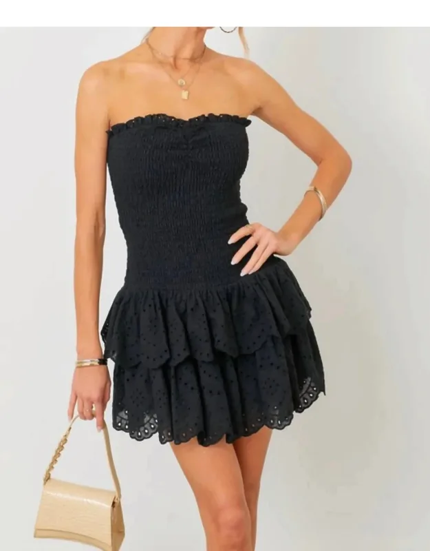 Eyelet Ruffle Mini Dress