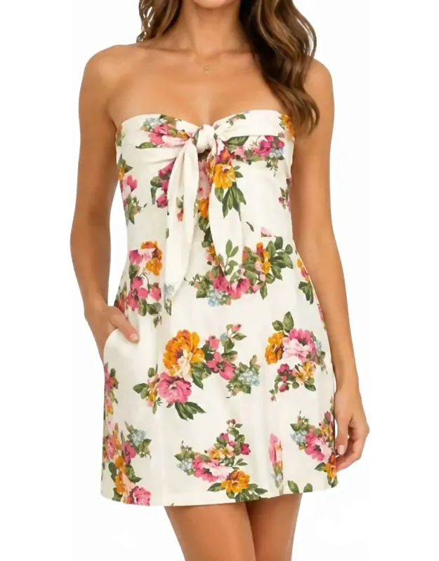 Strapless Front Tie Mini Dress