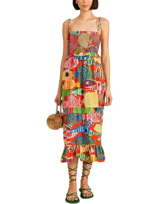Striped Fishes Midi Dress