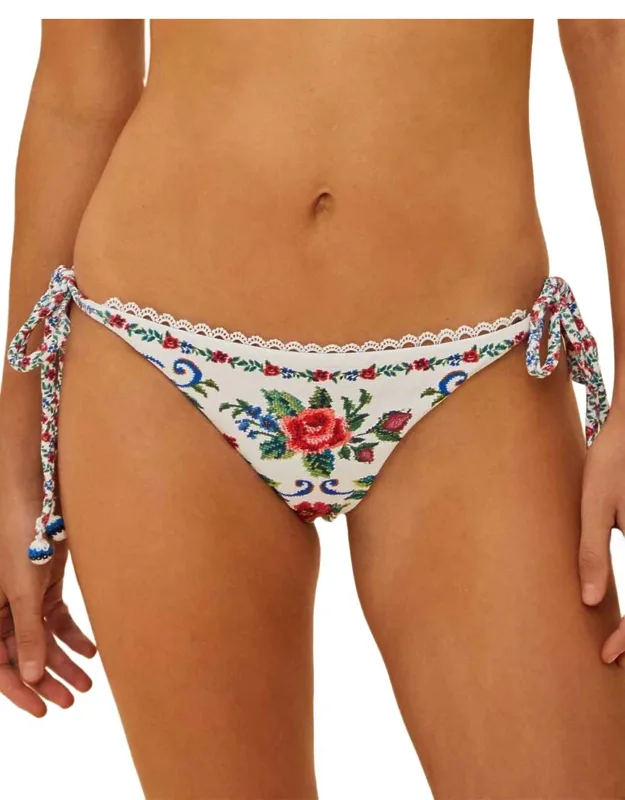Flower Tapestry Tie Side Bikini Bottom
