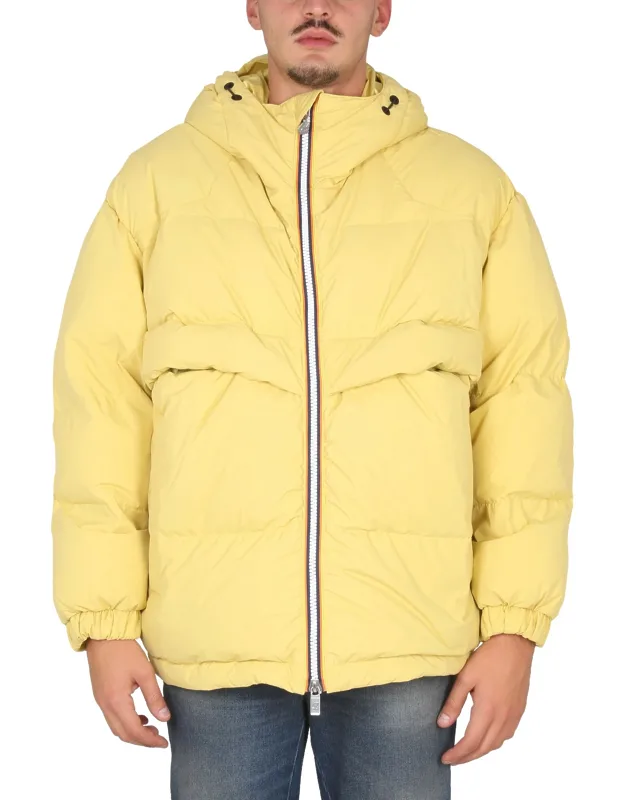 K-way "clauden 2.1" Padded Jacket High Neck With Hood Zip Closure Breathable Fabric Recycled Down Filling Elastic Cuffs Zippered Pockets