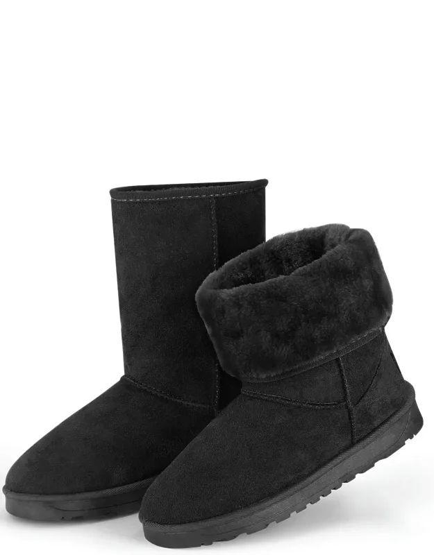 Snow Boots Waterproof Faux Suede Mid-calf With Fur Warm Lining