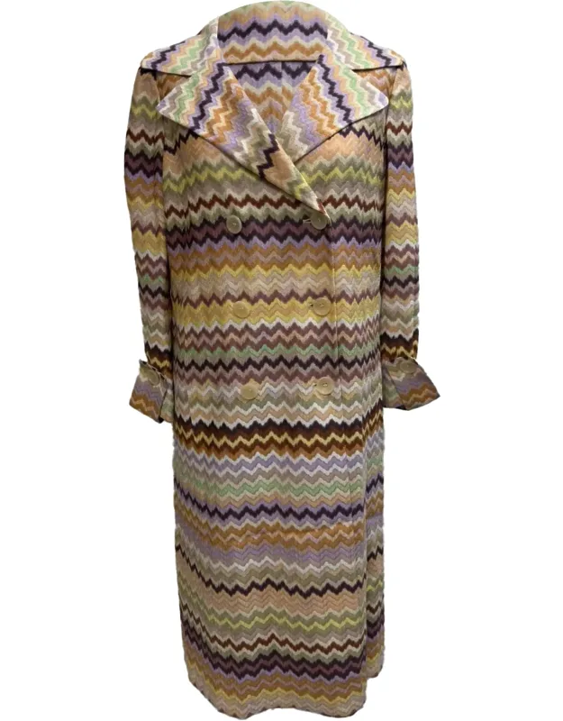 Zig-zag Double-breasted Coat